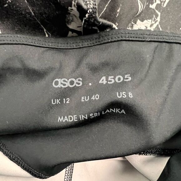 ASOS 4505 Black Marble Print Track Leggings Size 8 - Picture 7 of 12
